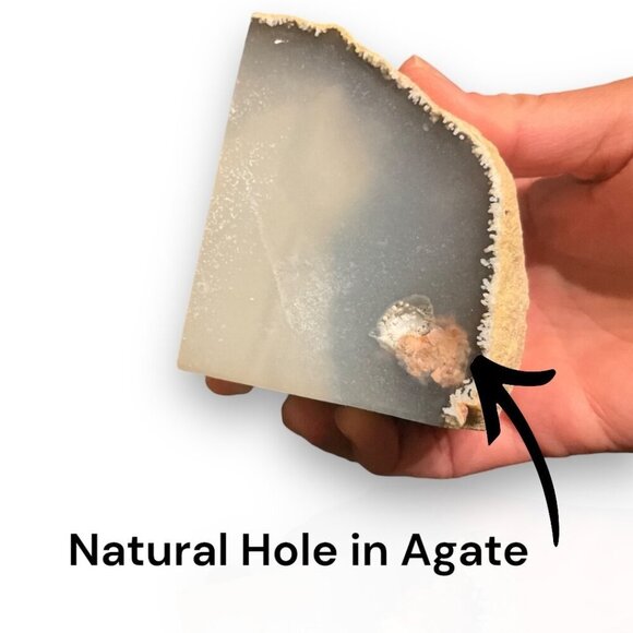 Small Crystal Bookends, Natural Agate Bookends Raw Edge Polished Surface - Picture 8 of 10